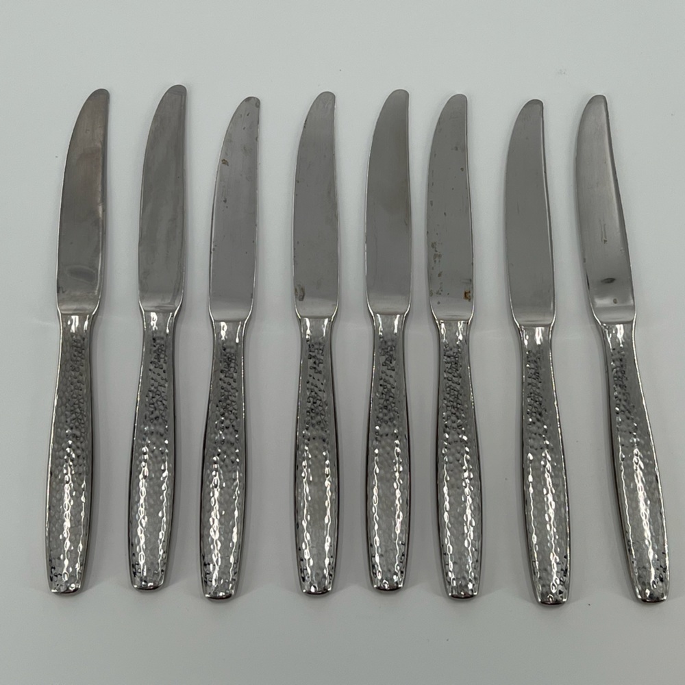 8 Reed & Barton Palmer Butter Knives Hammered Modern Elegant